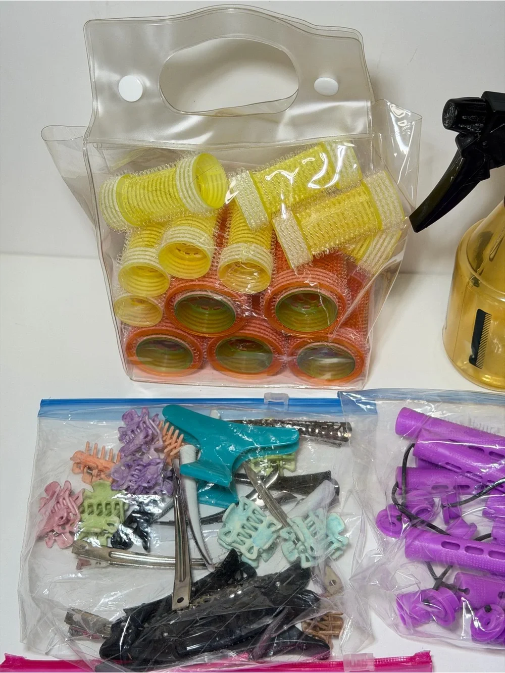 Salon Hair Styling Lot – Perm Rods, Curlers, Color Mixing Bowls, Clips & Pins